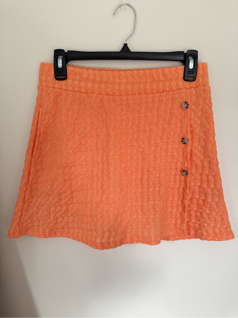 French Laundry Orange Textured Faux-Wrap Skirt Skort Size S